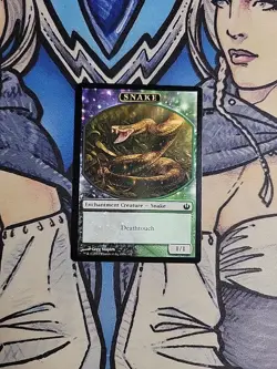 1x Snake (1,1, Deathtouch) Token - NM Journey into Nyx MTG Magic - Image 1