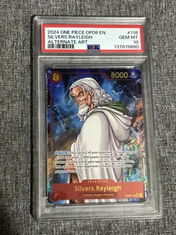 2024 ONE PIECE OP08-TWO LEGENDS ALTERNATE ART #118 SILVERS RAYLEIGH PSA 10 - Image 1