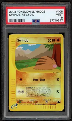 2003 POKEMON SKYRIDGE #108 SWINUB REVERSE Holo FOIL PSA 9 MINT - Image 1