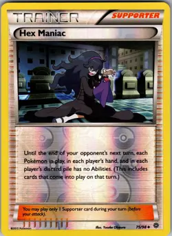 Hex Maniac 75/98 Uncommon Ancient Origins Pokemon Reverse Holo Moderately Played - Image 1