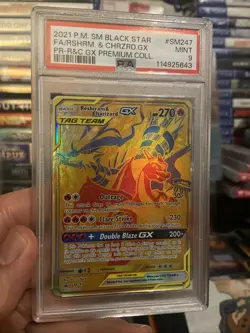 Pokemon Reshiram & Charizard GX SM247 SM Black Star Promo Holo Tag Team PSA 9 - Image 3