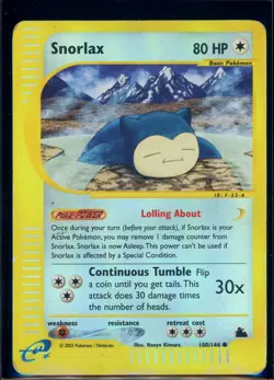 Pokemon SKYRIDGE - #100/144 Snorlax - Reverse Holo - ENG - Heavily Played - Image 1