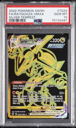 2022 POKEMON SWORD & SHIELD SILVER TEMPEST #TG29 FULL ART/RAYQUAZA VMAX PSA 10 - Image 1