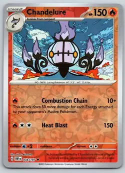 CHANDELURE 038/197 UC OBSIDIAN FLAMES POKEMON REVERSE HOLO LP AKASAKA - Image 1