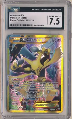 2016 Pokemon Fates Collide Alakazam EX Secret Rare 125/124 CGC 7.5 NM+ - Image 1