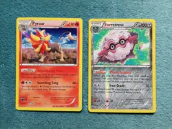 2x Pokemon Pyroar 20/106 Forretress 60/106 XY Flashfire Holo Reverse Holo - Image 1
