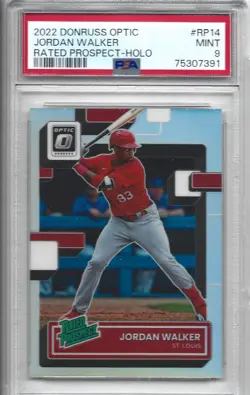 2022 Donruss Optic #RP14 Jordan Walker PSA 9 HOLO PRIZM Rated Prospect Cardinals - Image 1