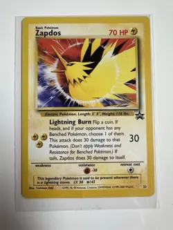 Pokemon TCG Zapdos 23/53 WOTC Black Star Promo Card, Vintage - Image 1