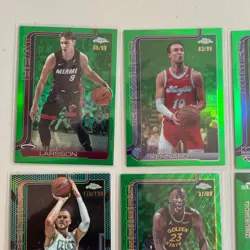 2025-26 Topps Chrome basketball lot of (8) cards Green Refractors /99 - Image 2