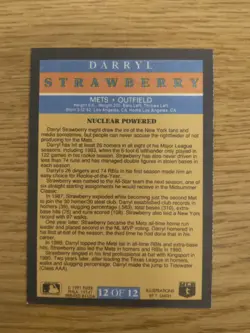 1991 Fleer Pro-Visions #12 Darryl Strawberry Nuclear Powered Insert - Mets NM - Image 3