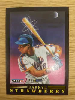 1991 Fleer Pro-Visions #12 Darryl Strawberry Nuclear Powered Insert - Mets NM - Image 4