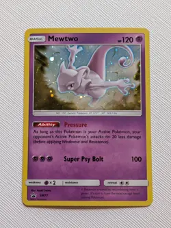 Pokemon TCG Mewtwo Promo SM77 Sun & Moon Promos Holo - LP *Indentation on back* - Image 1