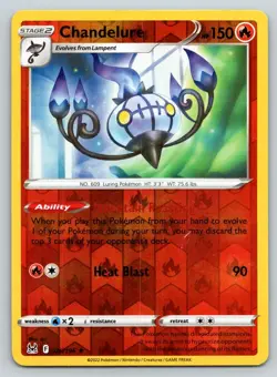 CHANDELURE 026/196 HOLO R LOST ORIGIN POKEMON REVERSE HOLO MP SUI - Image 1