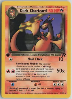 Dark Charizard 21/82 Rare Team Rocket Pokemon 1st Edition Moderately Played - Image 1