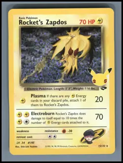 Rocket's Zapdos 15/132 holo Celebrations: Classic Collection Pokemon DMG - Image 1