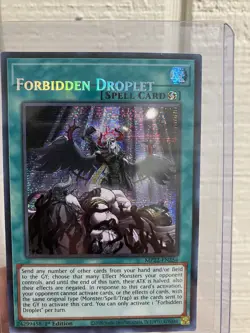 Forbidden Droplet Yugioh MP22 Prismatic Secret Rare Misprint Name Shift - Image 1