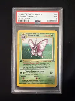1999 POKEMON JUNGLE 1ST ED #13 VENOMOTH-HOLO PSA 7 - Image 1