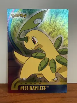 Vintage Pokemon TCG Topps Blue Label TV Animation Bayleef Jhoto FOIL #153 - Image 1