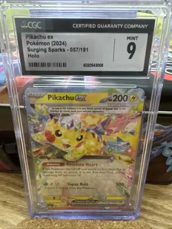 2024 POKEMON HOLO SURGING SPARKS 057/191 PIKACHU EX CGC 9 - Image 1