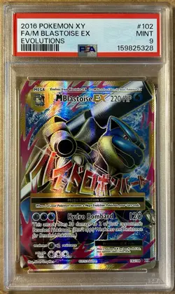 Pokemon TCG M Blastoise EX (Full Art) 102/108 Evolutions Holo Ultra Rare PSA 9 - Image 1