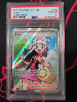 2025 Pokemon Pfl En-Phantasmal Flames #118 Dawn Ultra Rare PSA 10 - Image 1