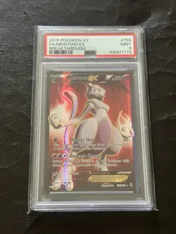 Pokemon 2015 XY Breakthrough 158/162 Ultra Rare Full Art Mewtwo EX PSA 9 Slab - Image 1
