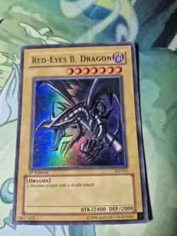 Yugioh Red-Eyes Black Dragon SDJ-001 1st Edition Holo Rare Yu-Gi-Oh! HP - Image 1