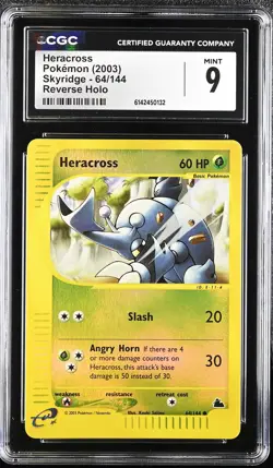CGC 9 MINT Heracross 64/144 Skyridge Reverse Holo Pokemon Card - Image 1