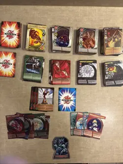 Bakugan Battle Brawlers 215 CT Card Lot Heavy & Light Cards Metal Red Blue Used - Image 1
