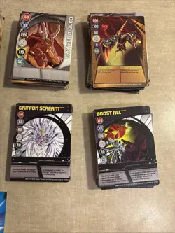 Bakugan Battle Brawlers 215 CT Card Lot Heavy & Light Cards Metal Red Blue Used - Image 2