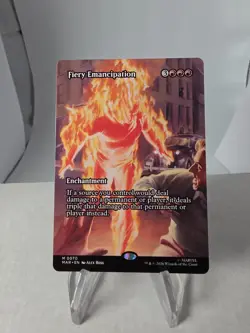 MTG Fiery Emancipation BORDERLESS NON-FOIL NM Marvel Universe MAR #070 Mythic - Image 1