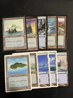 X10 Mtg Island 4th Edition, Ice Age, Urza's Saga, Tempest, Magic the Gathering - Image 1