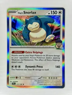 Hop's Snorlax 117/159 | Journey Together Holo Rare | Pokemon TCG Near Mint - Image 1
