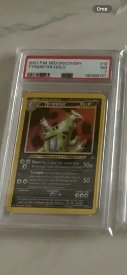 2001 Pokemon TCG Neo Discovery Tyranitar Holo Rare 12/75 PSA 7 - Image 1