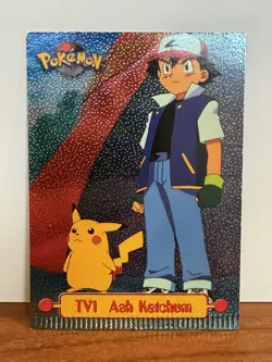 Vintage Pokemon TCG Topps Black Label TV Animation Ash Ketchum Textured FOIL TV1 - Image 1