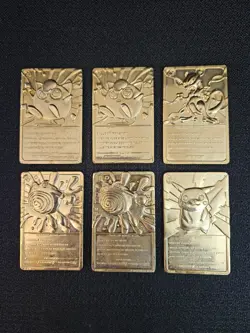 6 23K Gold-Plated Pokemon Trading Cards Pikachu Poliwhirl Mewtwo Jigglypuff - Image 1