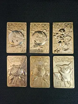 6 23K Gold-Plated Pokemon Trading Cards Pikachu Poliwhirl Mewtwo Jigglypuff - Image 2