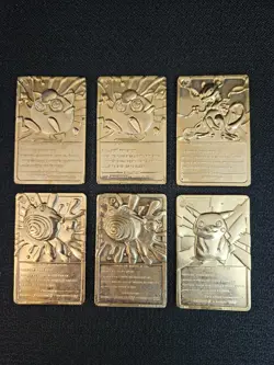 6 23K Gold-Plated Pokemon Trading Cards Pikachu Poliwhirl Mewtwo Jigglypuff - Image 3