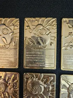 6 23K Gold-Plated Pokemon Trading Cards Pikachu Poliwhirl Mewtwo Jigglypuff - Image 5