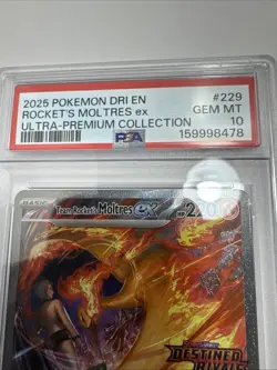 2025 POKEMON DRI EN-DESTINED RIVALS #229 TEAM ROCKET'S MOLTRES EX PSA 10 - Image 2