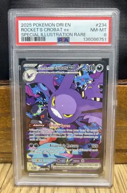 TEAM ROCKET'S CROBAT EX #234 PSA 8 2025 POKEMON DRI EN-DESTINED RIVALS SIR - Image 1