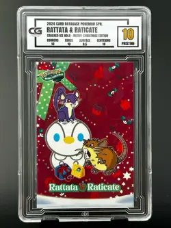 2024 Pokemon CG 10 Pristine RATTATA & RATICATE Christmas Data TCG Holiday PSA - Image 1