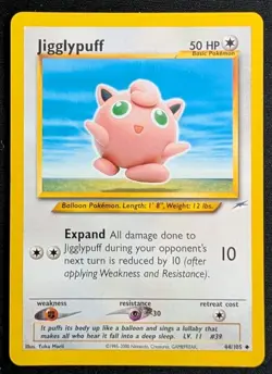 Jigglypuff 44/105 Neo Destiny Regular Pokemon Vintage YUKA MORII LP - Image 1