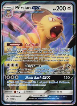 Persian GX 149/214 Holo GX Rare Unbroken Bonds Pokemon NM - Image 1