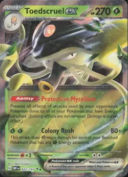 Toedscruel ex 022/197 Double Rare Obsidian Flames Pokemon Holo Near Mint - Image 1