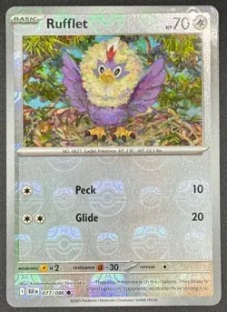 Rufflet 077/086 Master Ball Pattern Pokemon TCG Sv: Black Bolt Holo NM - Image 1