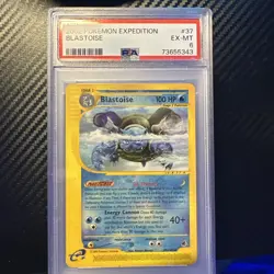2002 POKEMON EXPEDITION BLASTOISE- NON HOLO #37~ PSA GRADED EX-MT 6- - Image 1
