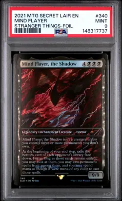 2021 MTG SECRET LAIR DROP STRANGER THINGS-FOIL MIND FLAYER, THE SHADOW PSA 9 - Image 1