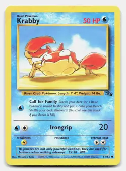 Krabby 51/62 Common Fossil Pokemon Unlimited LP - Image 1