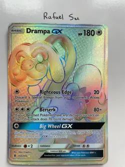 Drampa GX SECRET FULL ART HYPER RARE 160/145 Pokemon SM Guardians Rising NM HOLO - Image 1